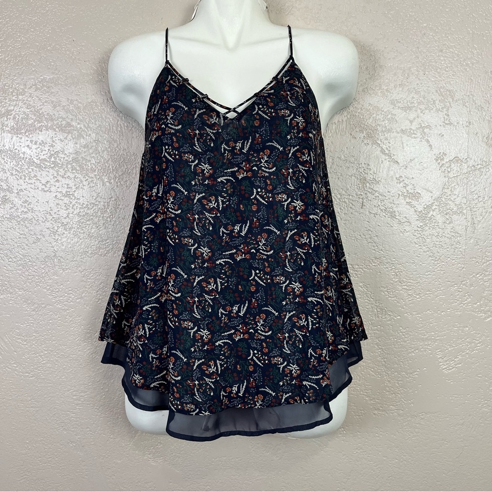 5 for $30 Sienna‎ Sky Blouse Top Tank Women's Blue Floral pattern Sleeveless M